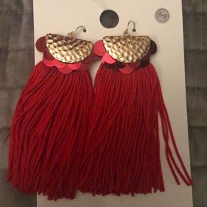 Beautiful red fringe earrings